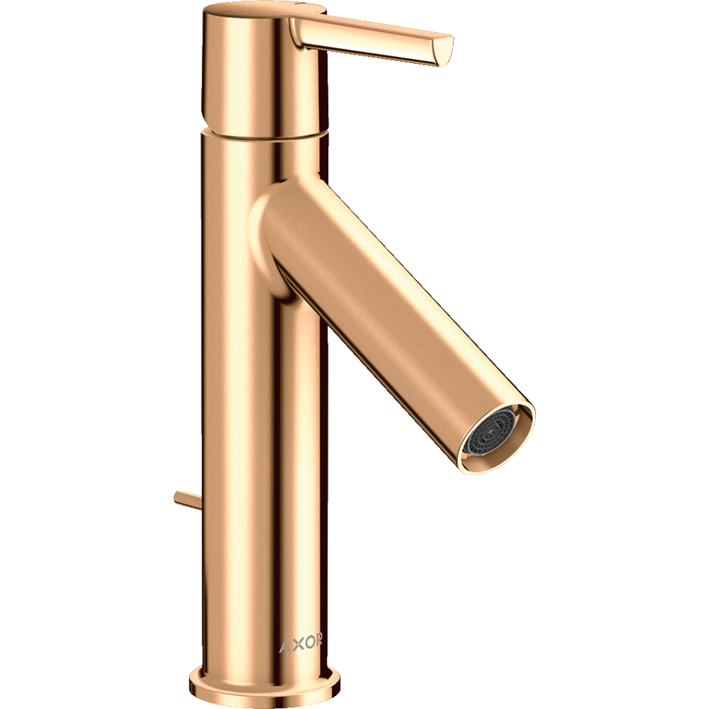 Смеситель для раковины Axor Starck 100, с рычаговой рукояткой, со сливным гарнитуром, 10001130, полированная бронза 