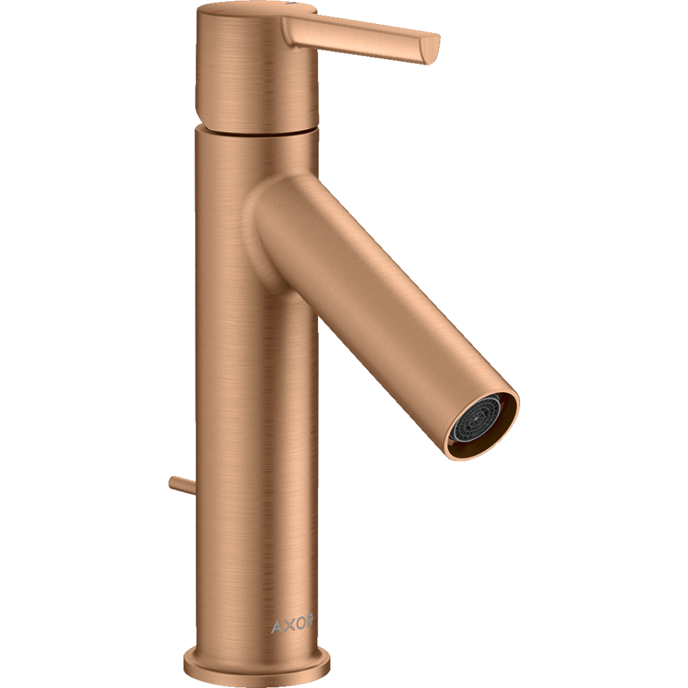Смеситель для раковины Axor Starck 100, с рычаговой рукояткой, со сливным гарнитуром, 10001140, шлифованная бронза