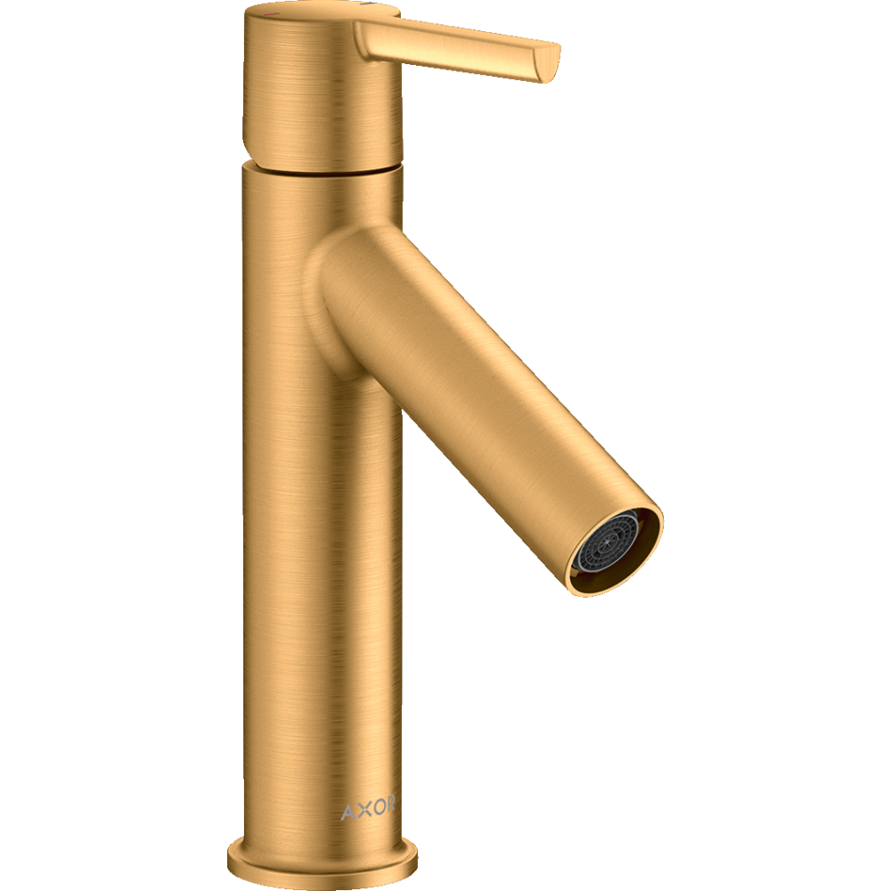 Смеситель для раковины Axor Starck 100, однорычажный, с рычаговой рукояткой, с не запираемым сливным набором, 10003250, шлифованное золото