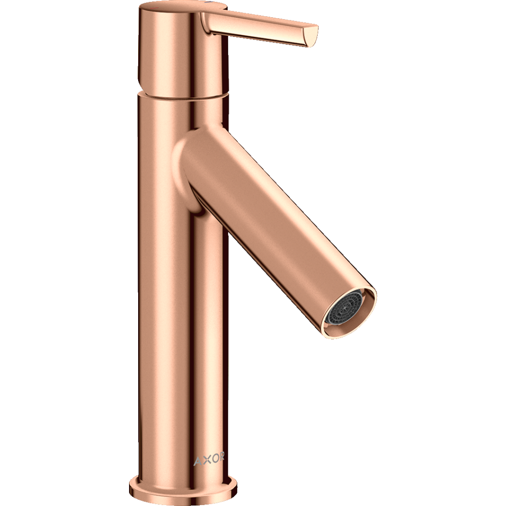 Смеситель для раковины Axor Starck 100, однорычажный, с рычаговой рукояткой, с не запираемым сливным набором, 10003300, полированное красное золото 
