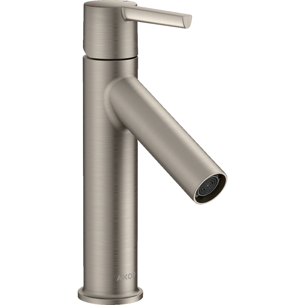 Смеситель для раковины Axor Starck 100, однорычажный, с рычаговой рукояткой, с не запираемым сливным набором, 10003800, сталь