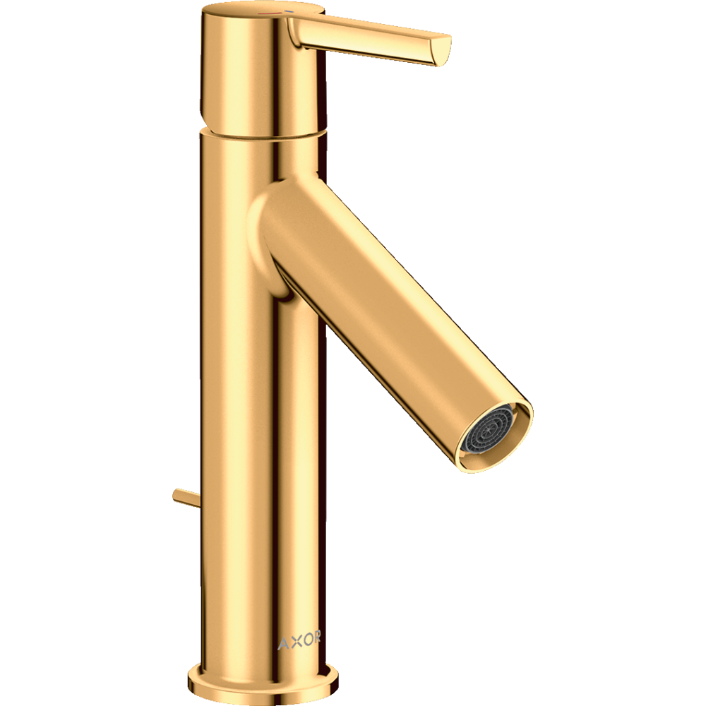 Смеситель для раковины Axor Starck 100, однорычажный, с рычаговой рукояткой, со сливным гарнитуром, 10007990, полированное золото