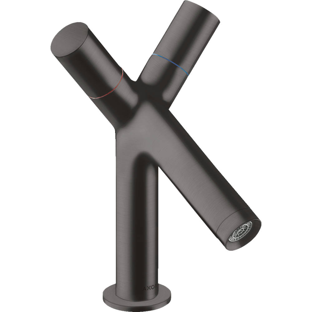 Смеситель для раковины Axor Starck 80, с двумя рукоятками, со сливным гарнитуром, 10030340, шлифованный черный хром 