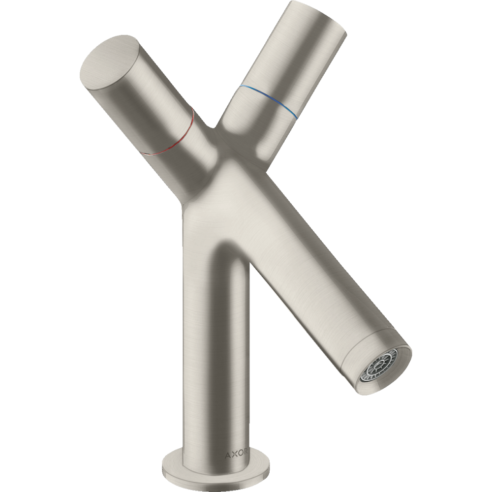 Смеситель для раковины Axor Starck 80, с двумя рукоятками, со сливным гарнитуром, 10030800, сталь