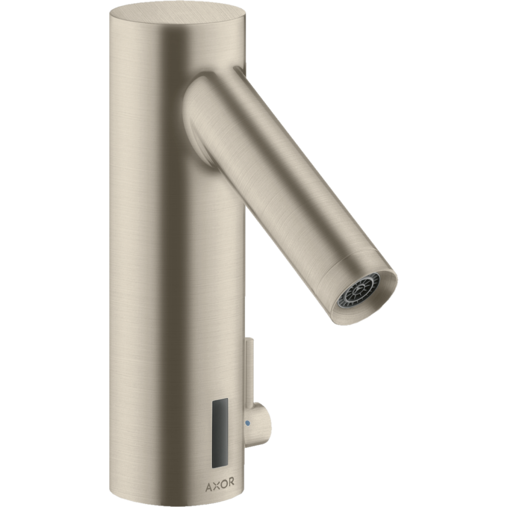 Смеситель для раковины электронный Axor Starck 90, с регулировкой температуры, питание от батареек, 10101820, шлифованный никель