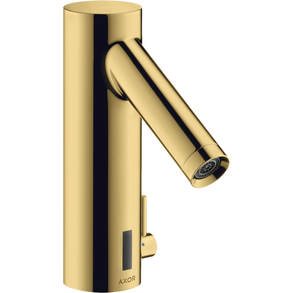 Смеситель для раковины электронный Axor Starck 90, с регулировкой температуры, питание от батареек, 10101990, полированное золото