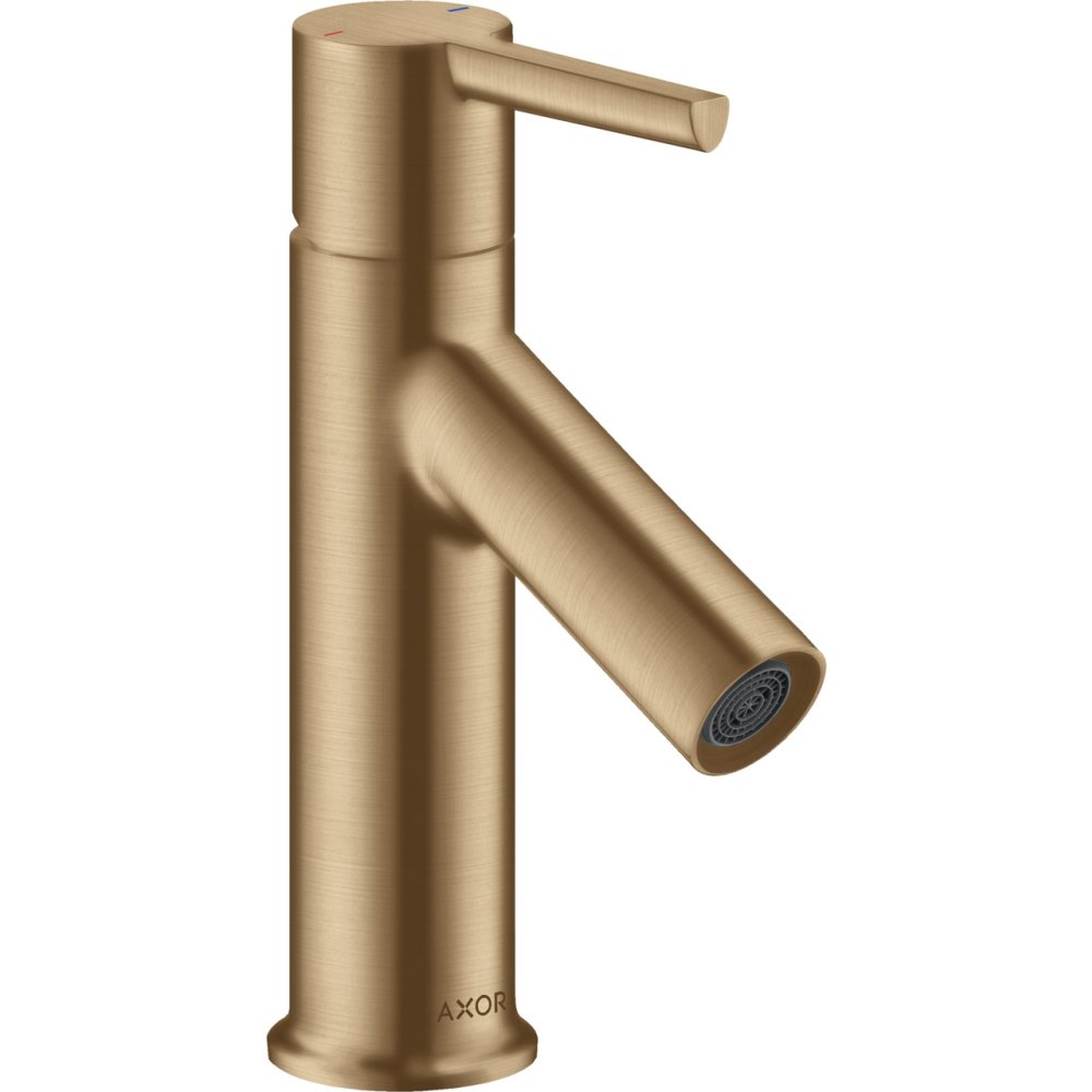 Смеситель для раковины Axor Starck 80, однорычажный, с рычаговой рукояткой, со сливным гарнитуром, 10102140, шлифованная бронза