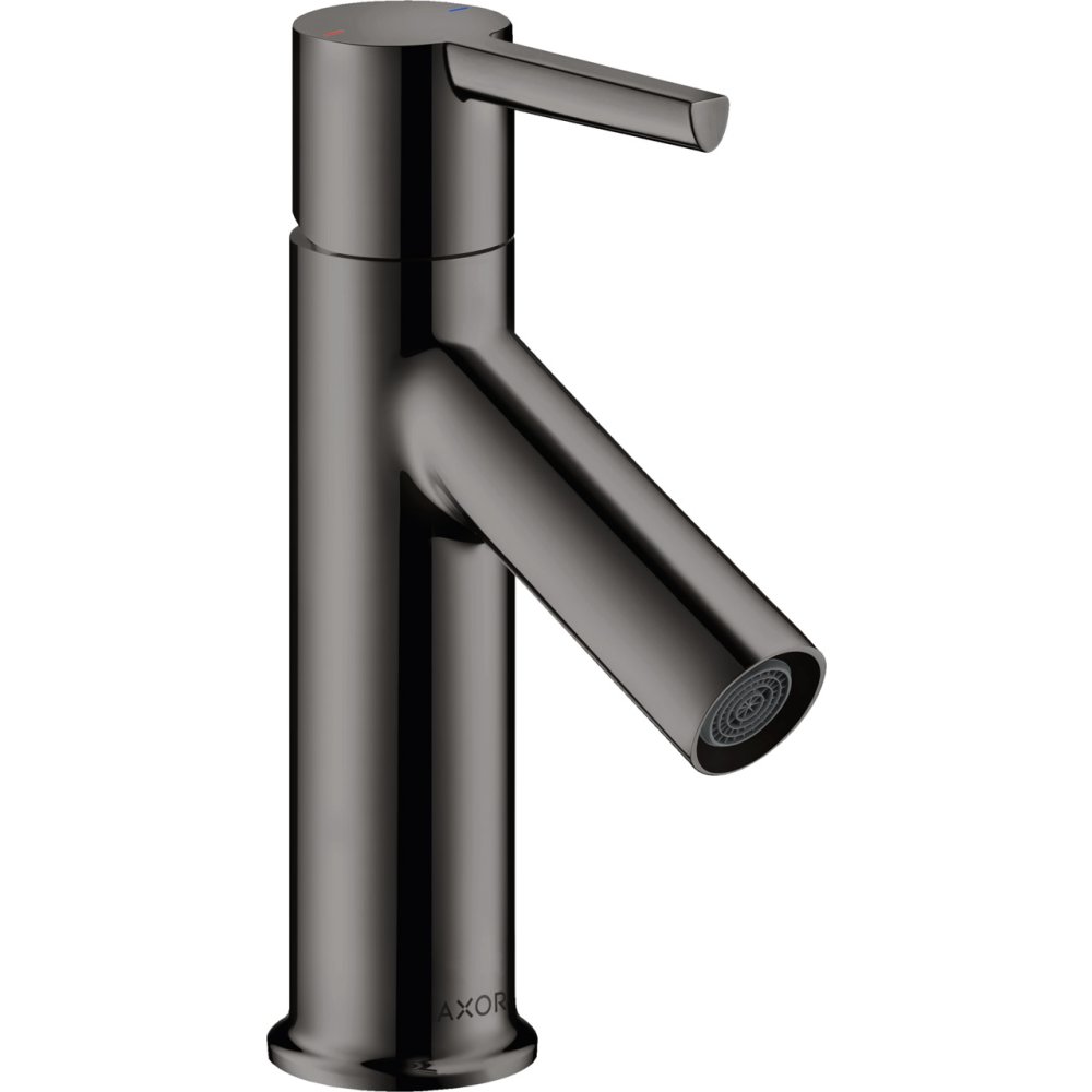 Смеситель для раковины Axor Starck 80, однорычажный, с рычаговой рукояткой, со сливным гарнитуром, 10102330, полированный черный хром 