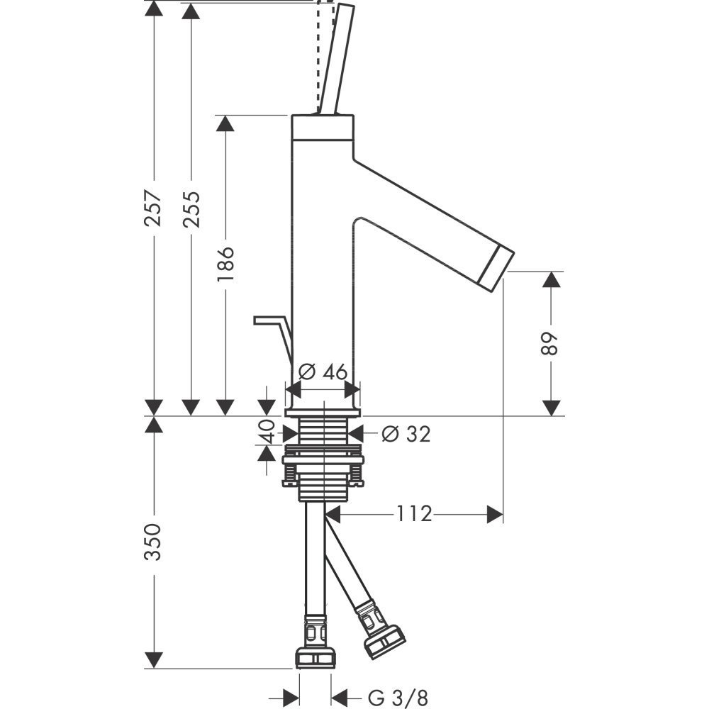 Смеситель для раковины Axor Starck, однорычажный, с тонкой рукояткой, со сливным гарнитуром, 10111250, шлифованное золото