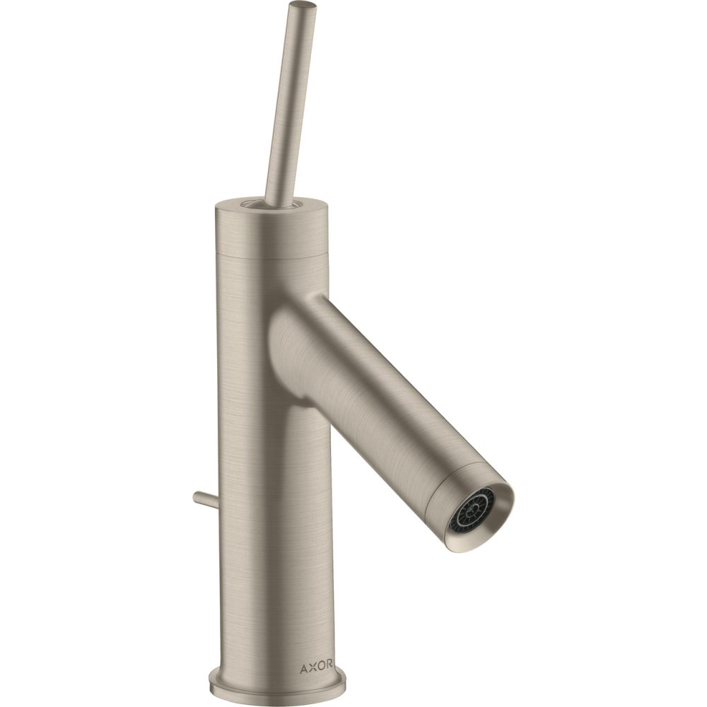 Смеситель для раковины Axor Starck, однорычажный, с тонкой рукояткой, для гостевой раковины, со сливным гарнитуром, 10116820, шлифованный никель