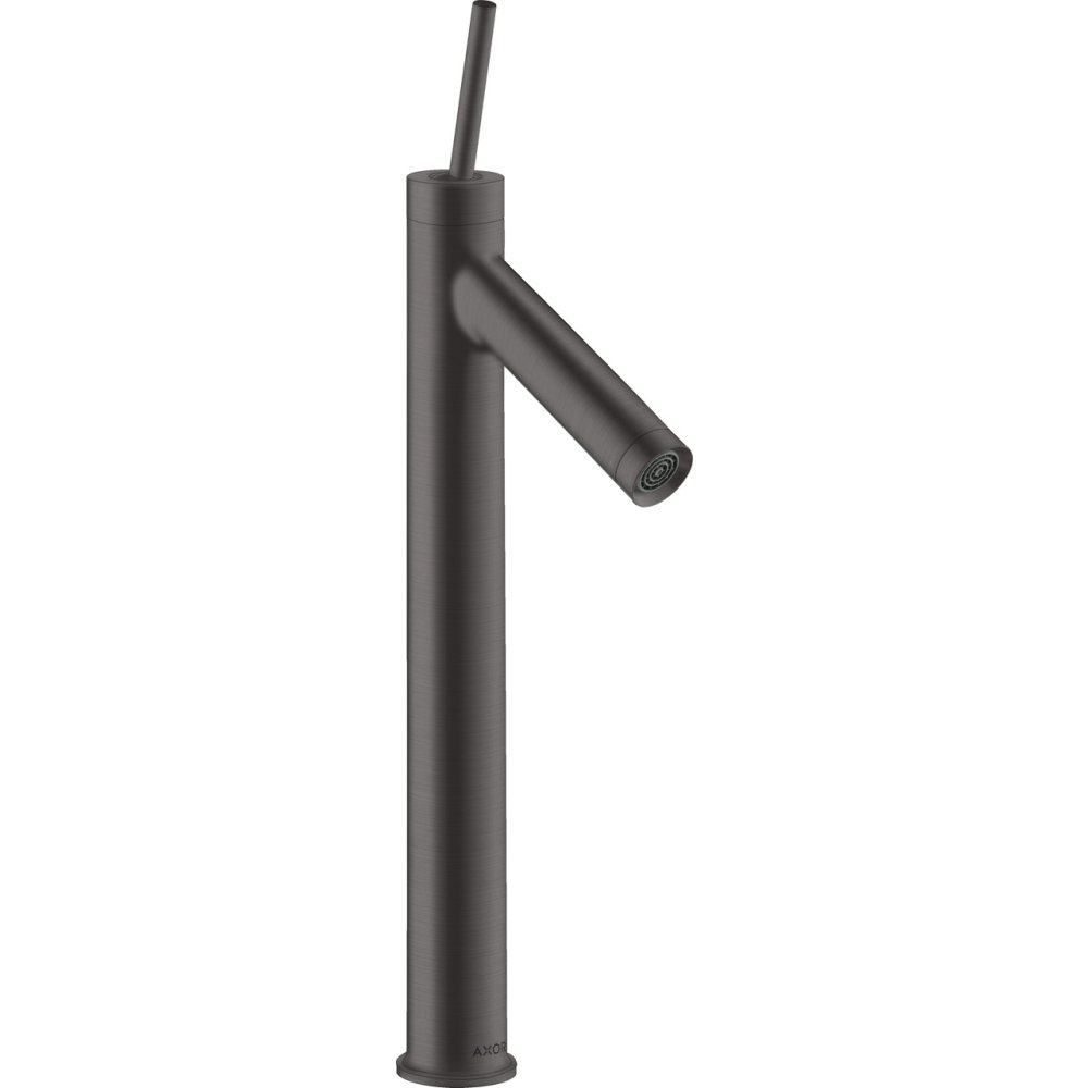 Смеситель для раковины Axor Starck 250, однорычажный, с тонкой рукояткой, для накладной раковины, с не запираемым сливным набором, 10129340, шлифованный черный хром 