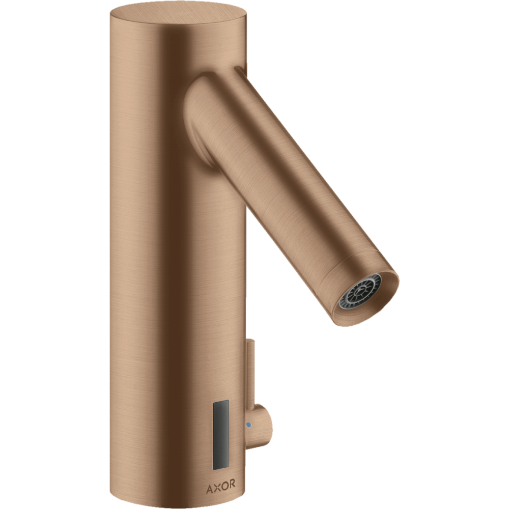 Смеситель для раковины Axor Starck, электронный, с регулировкой температуры, питание от сети 230 В, 10140310, шлифованное красное золото