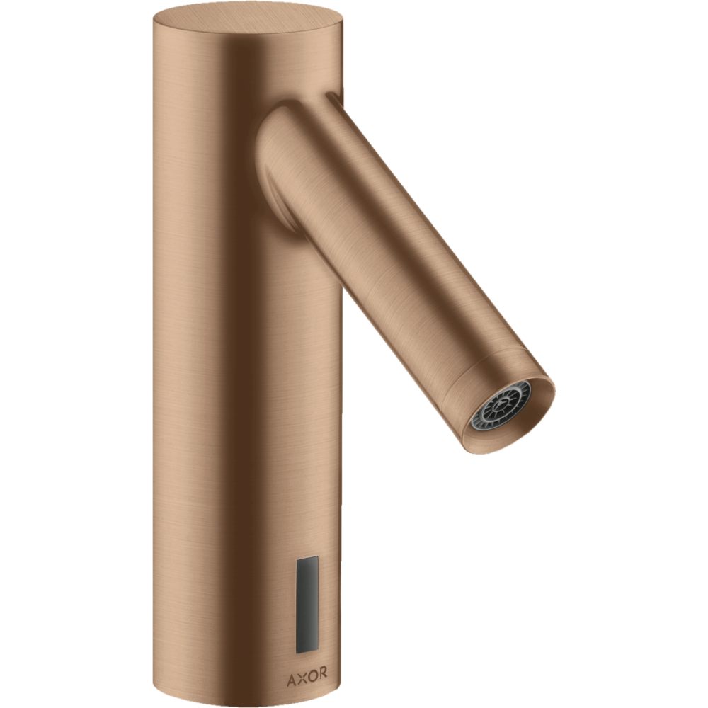 Смеситель для раковины Axor Starck, электронный, без регулировки температуры, питание от сети 230 В, 10145310, шлифованное красное золото