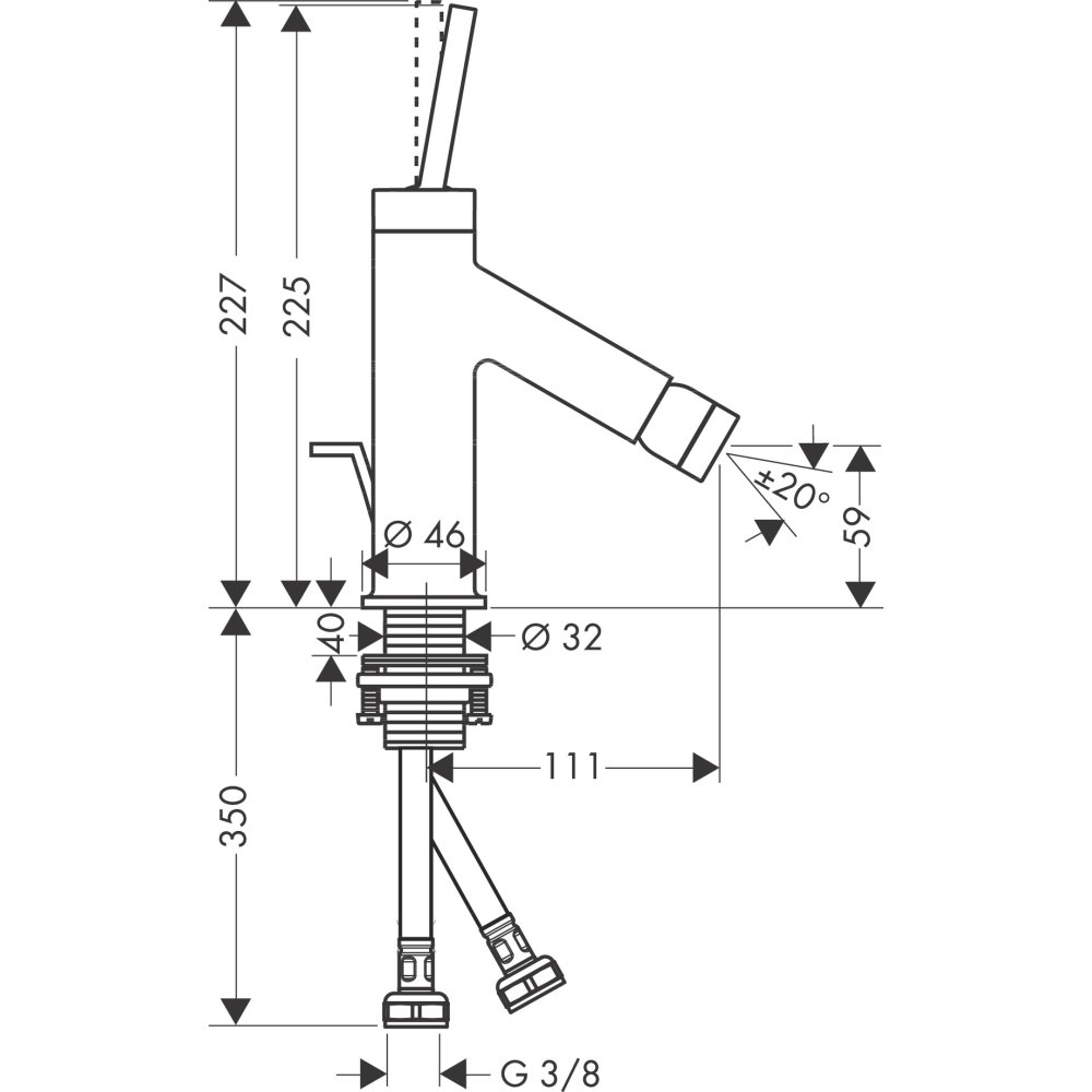 Смеситель для биде Axor Starck, однорычажный, 10211820, шлифованный никель
