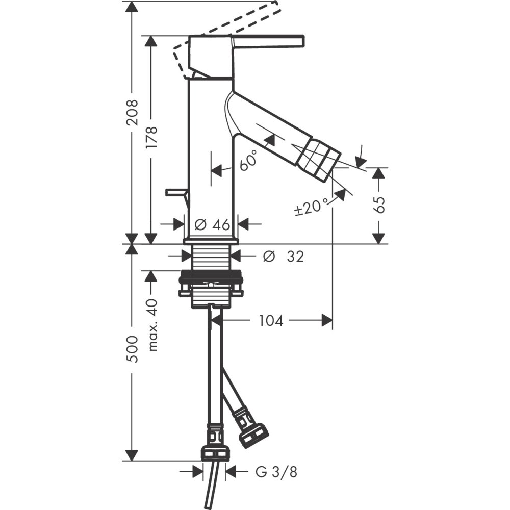Смеситель для биде Axor Starck, однорычажный, 10214310, шлифованное красное золото
