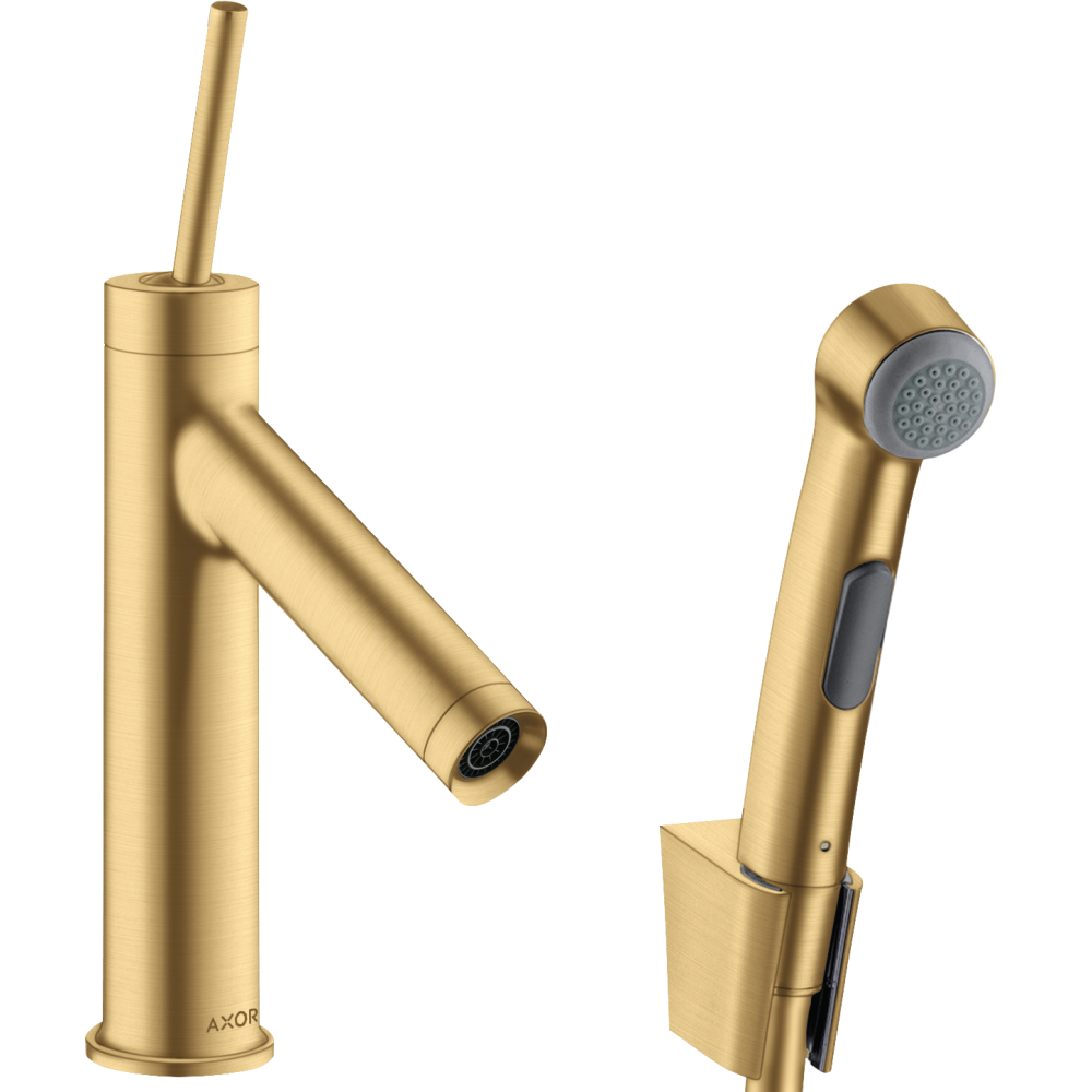 Смеситель для раковины и набор для биде Axor Starck 90, 10300250, шлифованное золото
