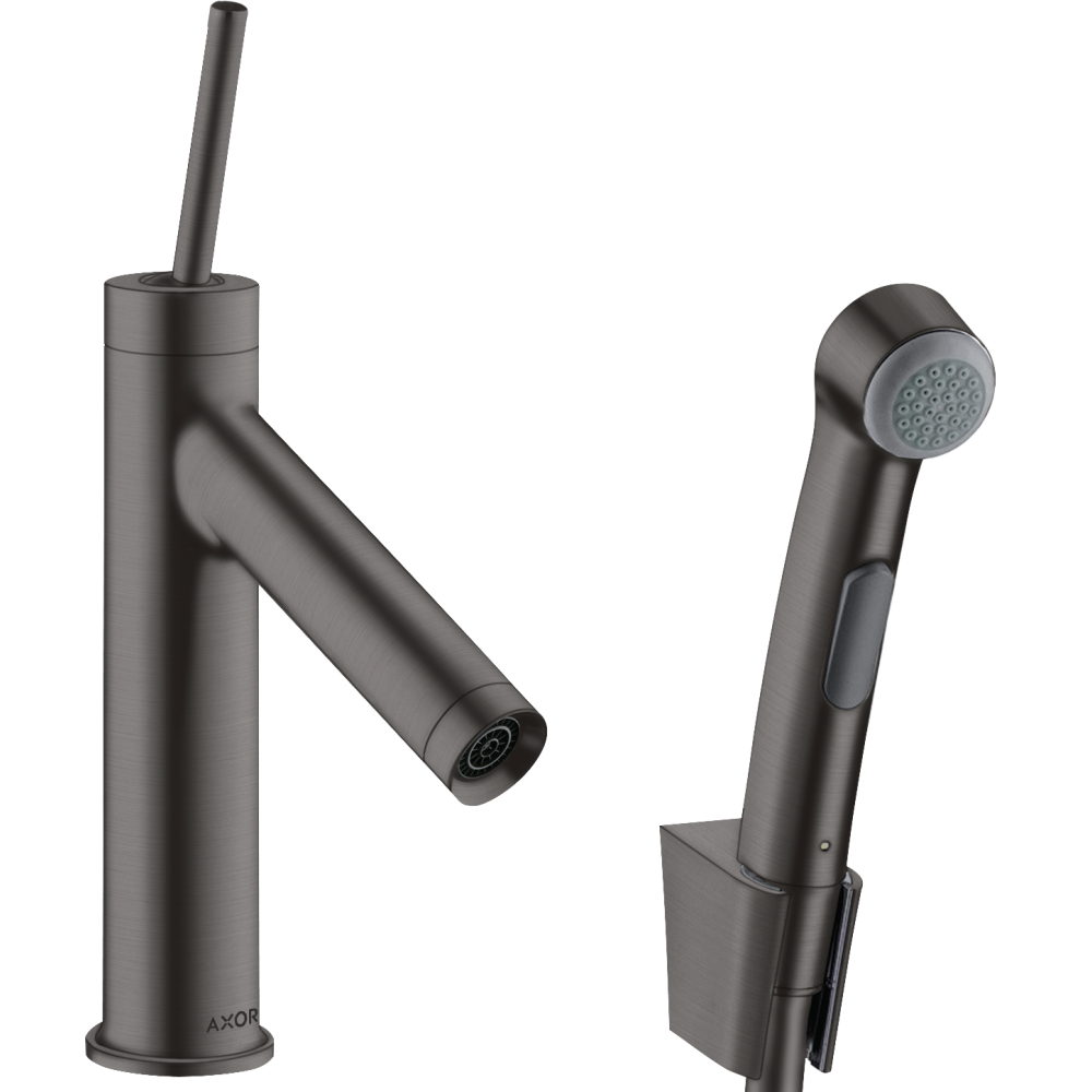 Смеситель для раковины и набор для биде Axor Starck 90, 10300340, шлифованный черный хром 