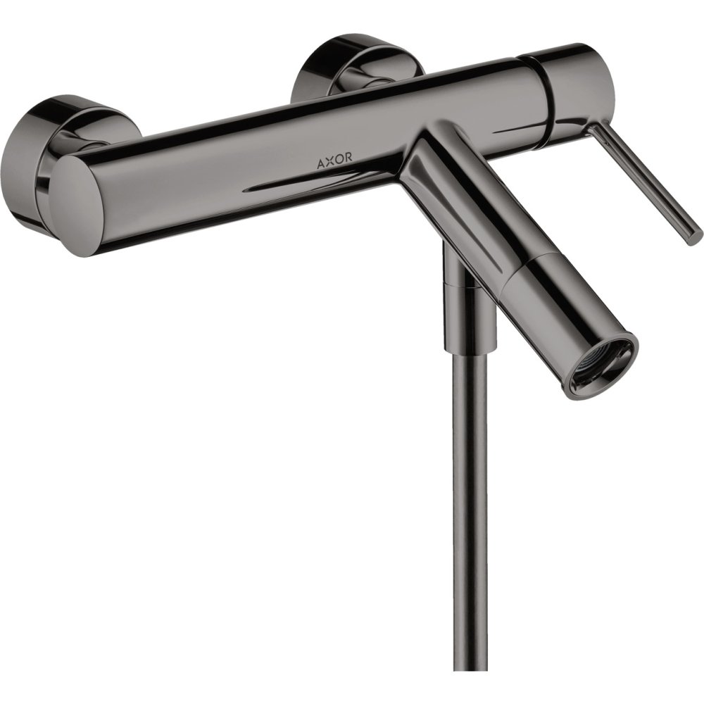 Смеситель для ванны Axor Starck, однорычажный, внешнего монтажа, с круглой рычаговой рукояткой, 10411330, полированный черный хром 