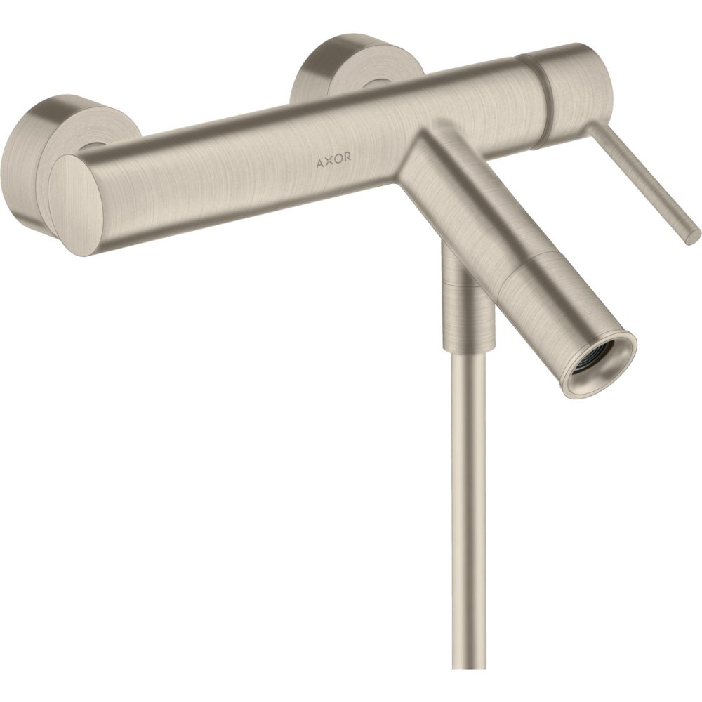 Смеситель для ванны Axor Starck, однорычажный, внешнего монтажа, с круглой рычаговой рукояткой, 10411820, шлифованный никель