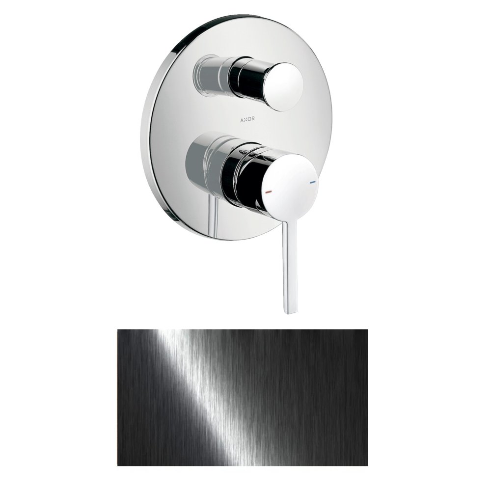 Смеситель для ванны Axor Starck, однорычажный, скрытого монтажа, с плоской рычаговой рукояткой, 10414340, шлифованный черный хром 