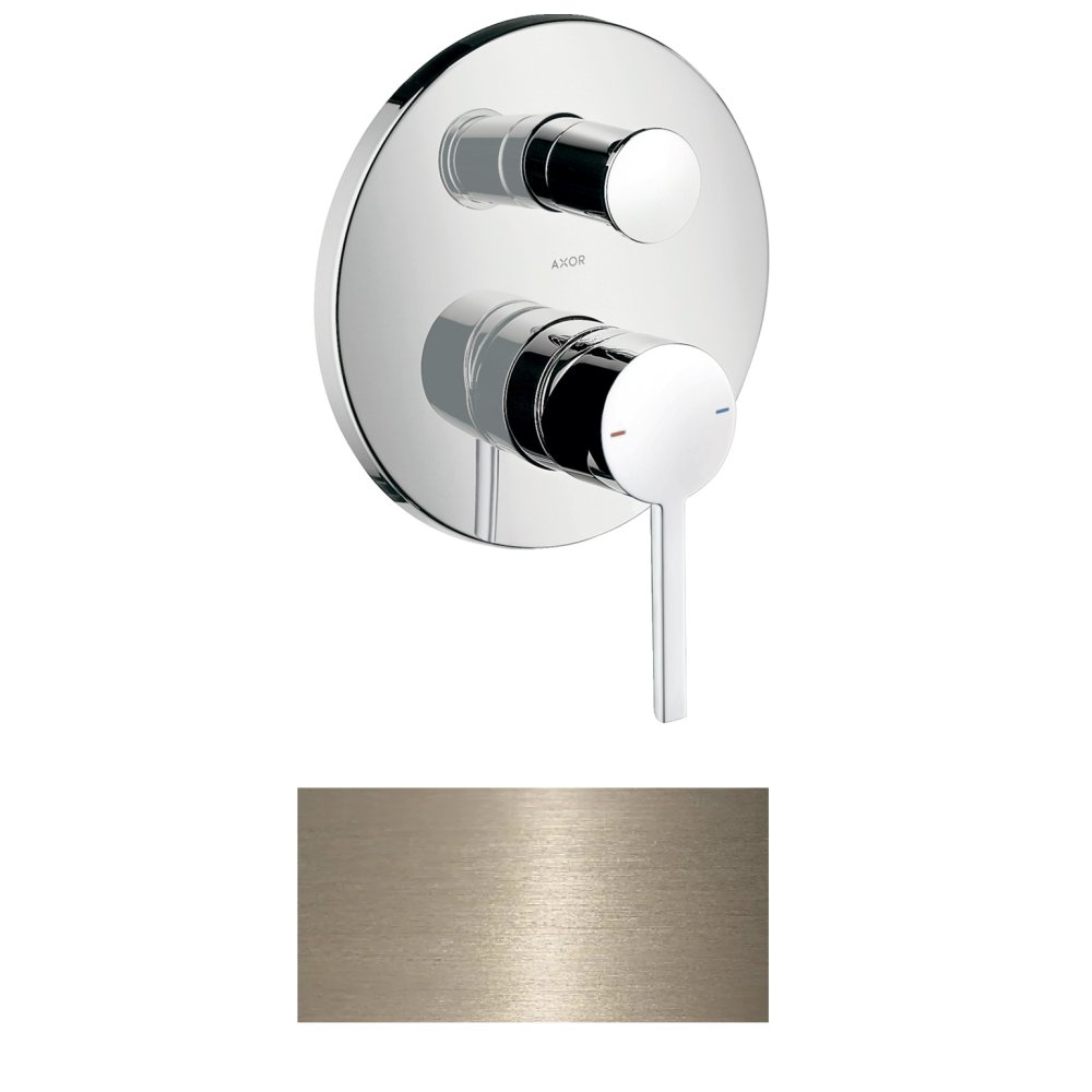 Смеситель для ванны Axor Starck, однорычажный, скрытого монтажа, с плоской рычаговой рукояткой, 10414820, шлифованный никель