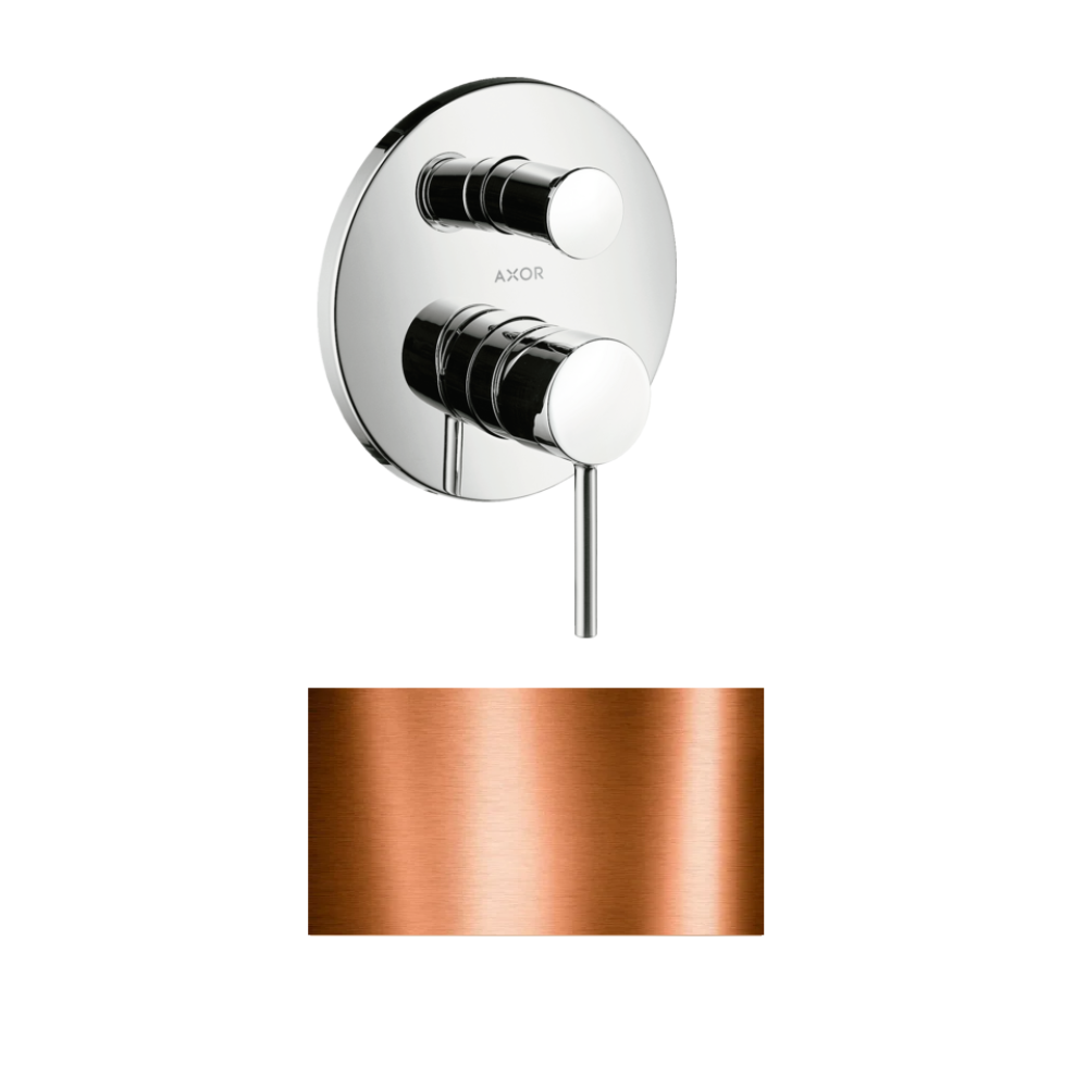 Смеситель для ванны Axor Starck, однорычажный, скрытого монтажа, с круглой рычаговой рукояткой, 10416300, полированное красное золото 