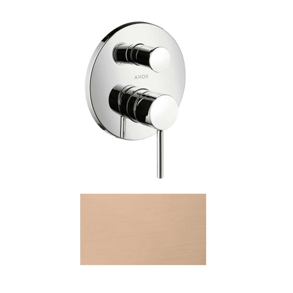 Смеситель для ванны Axor Starck, однорычажный, скрытого монтажа, с круглой рычаговой рукояткой, 10416310, шлифованное красное золото