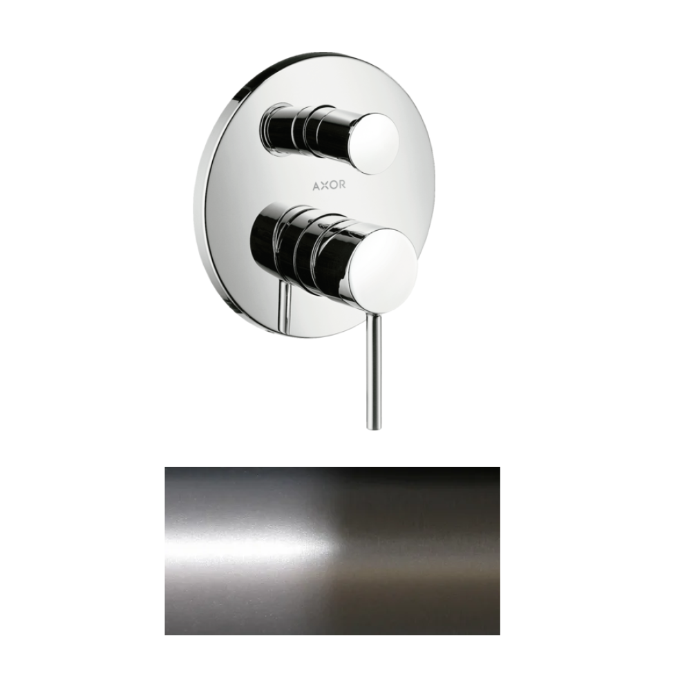 Смеситель для ванны Axor Starck, однорычажный, скрытого монтажа, с круглой рычаговой рукояткой, 10416330, полированный черный хром 