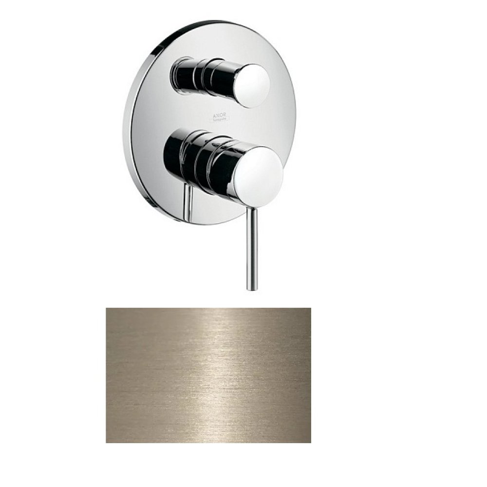 Смеситель для ванны Axor Starck, однорычажный, скрытого монтажа, с круглой рычаговой рукояткой, 10416820, шлифованный никель