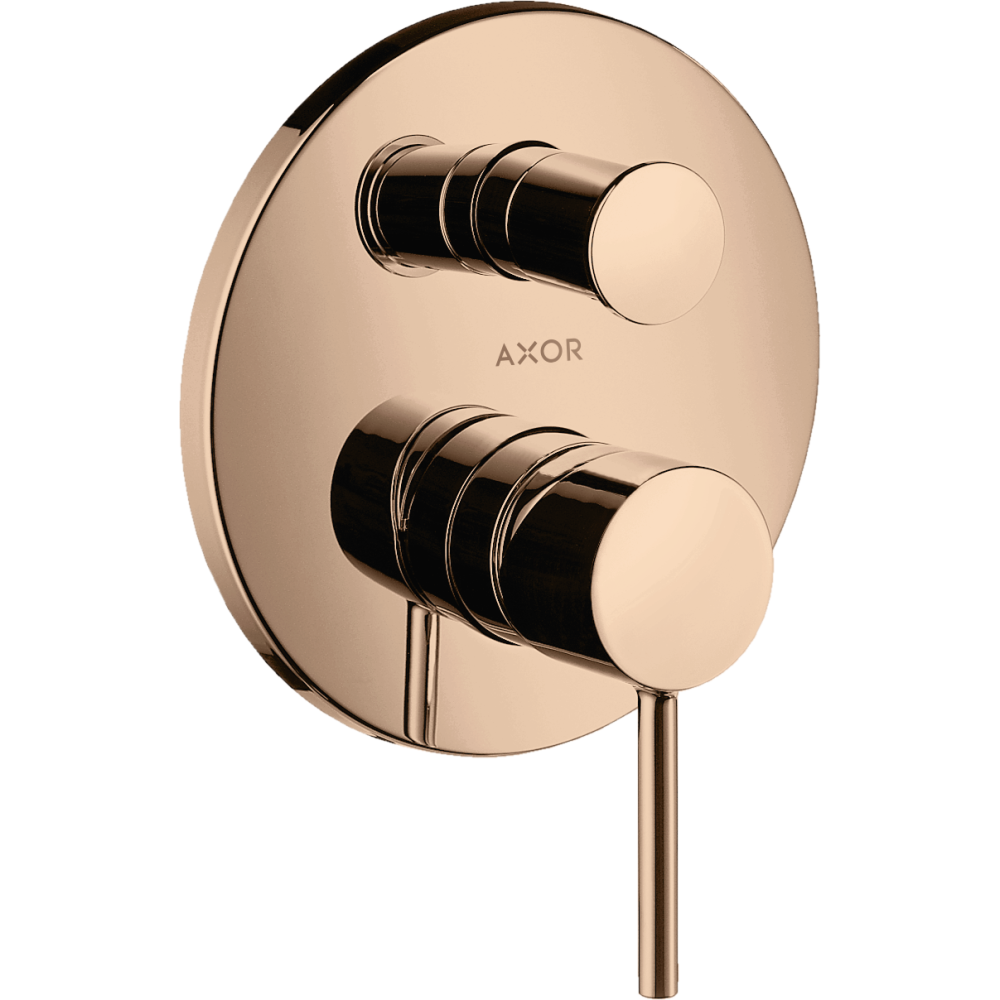 Смеситель для ванны Axor Starck, однорычажный, скрытого монтажа, с круглой рычаговой рукояткой, со встроенной защитной комбинацией EN1717, 10418300, полированное красное золото 