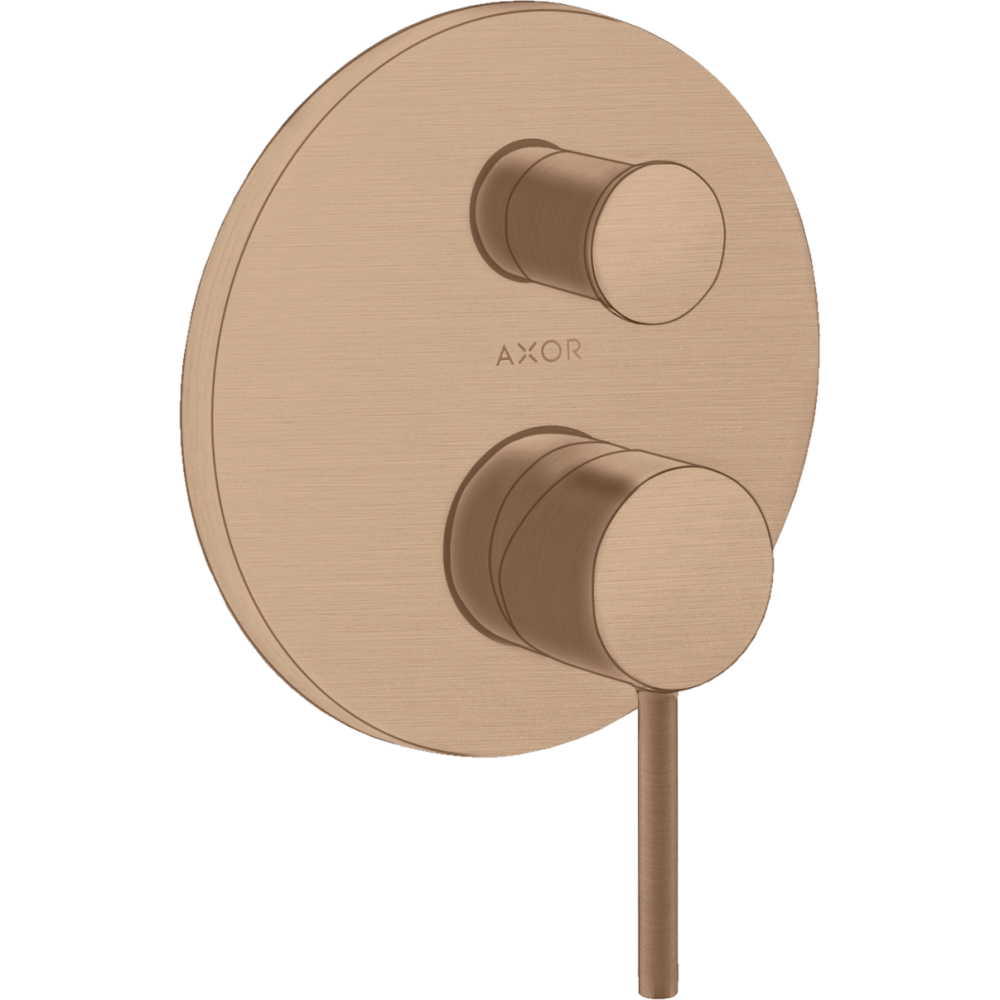 Смеситель для ванны Axor Starck, однорычажный, скрытого монтажа, с круглой рычаговой рукояткой, со встроенной защитной комбинацией EN1717, 10418310, шлифованное красное золото