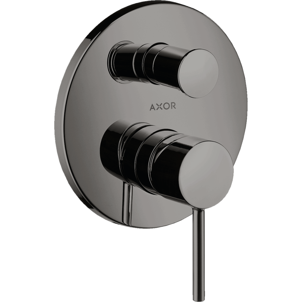 Смеситель для ванны Axor Starck, однорычажный, скрытого монтажа, с круглой рычаговой рукояткой, со встроенной защитной комбинацией EN1717, 10418330, полированный черный хром 