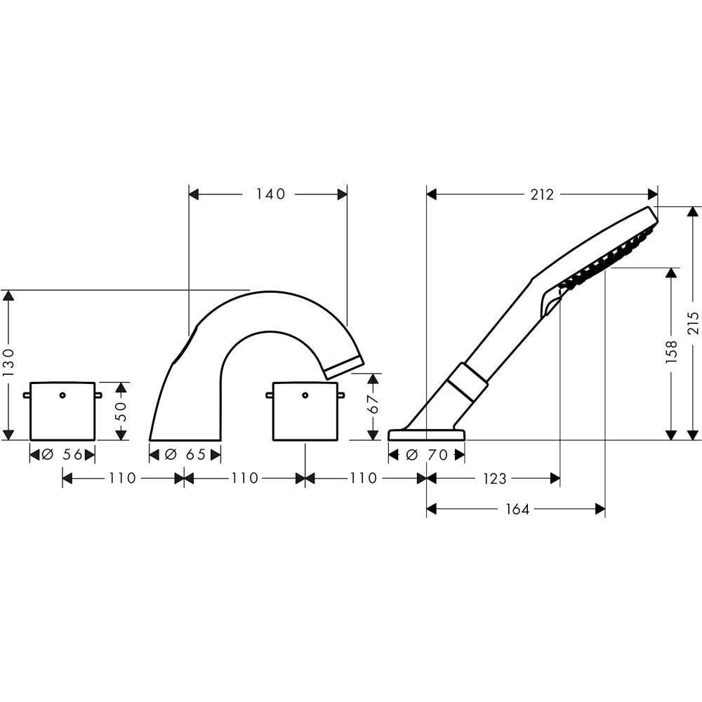 Смеситель для ванны Axor Starck, однорычажный, скрытого монтажа, с плоской рычаговой рукояткой, со встроенной защитной комбинацией EN1717, 10427140, шлифованная бронза