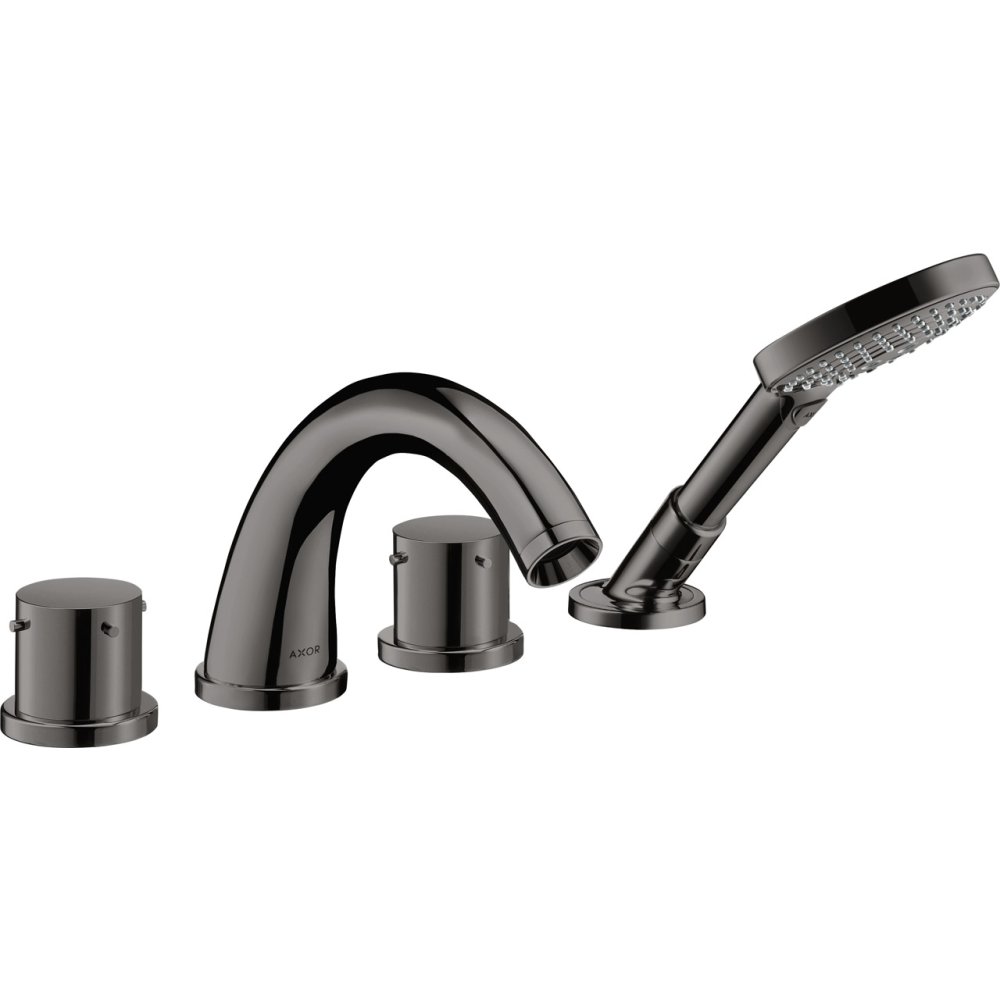 Смеситель для ванны Axor Starck, на 4 отверстия, монтаж на плитку, с рукоятками zero, 10451330, полированный черный хром 