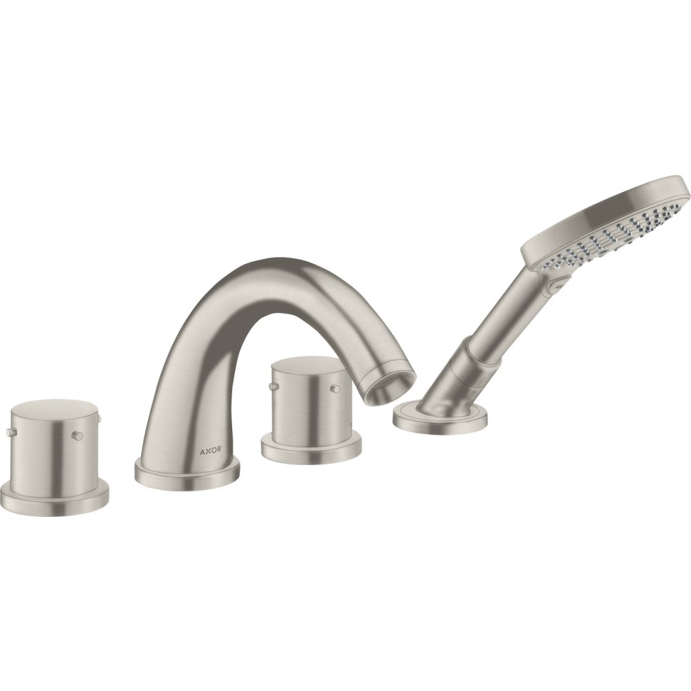 Смеситель для ванны Axor Starck, на 4 отверстия, монтаж на плитку, с рукоятками zero, 10451800, сталь