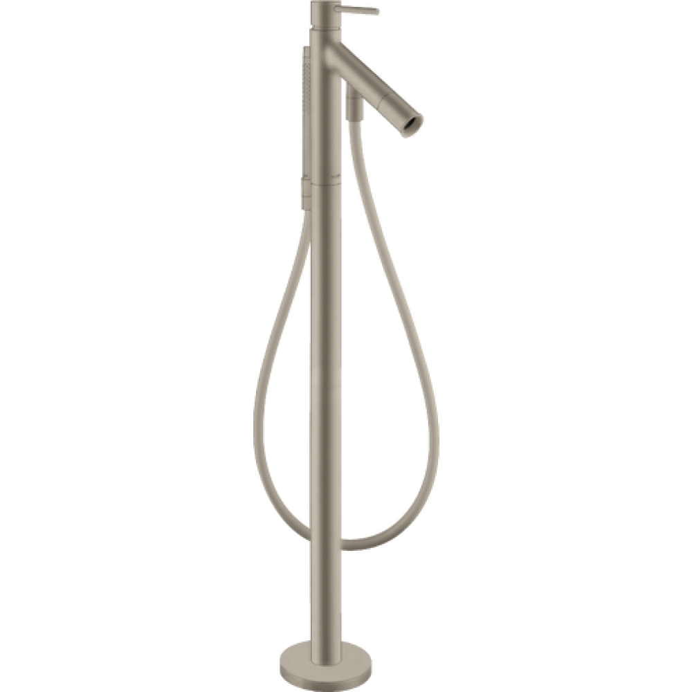 Смеситель для ванны напольный Axor Starck, однорычажный, с плоской рычаговой рукояткой, 10455820, шлифованный никель