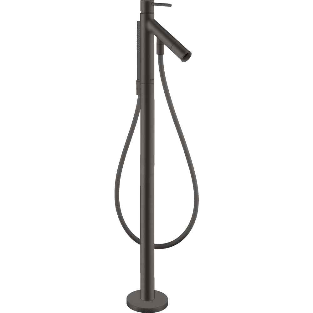 Смеситель для ванны напольный Axor Starck, однорычажный, с круглой рычаговой рукояткой, 10456340, шлифованный черный хром 