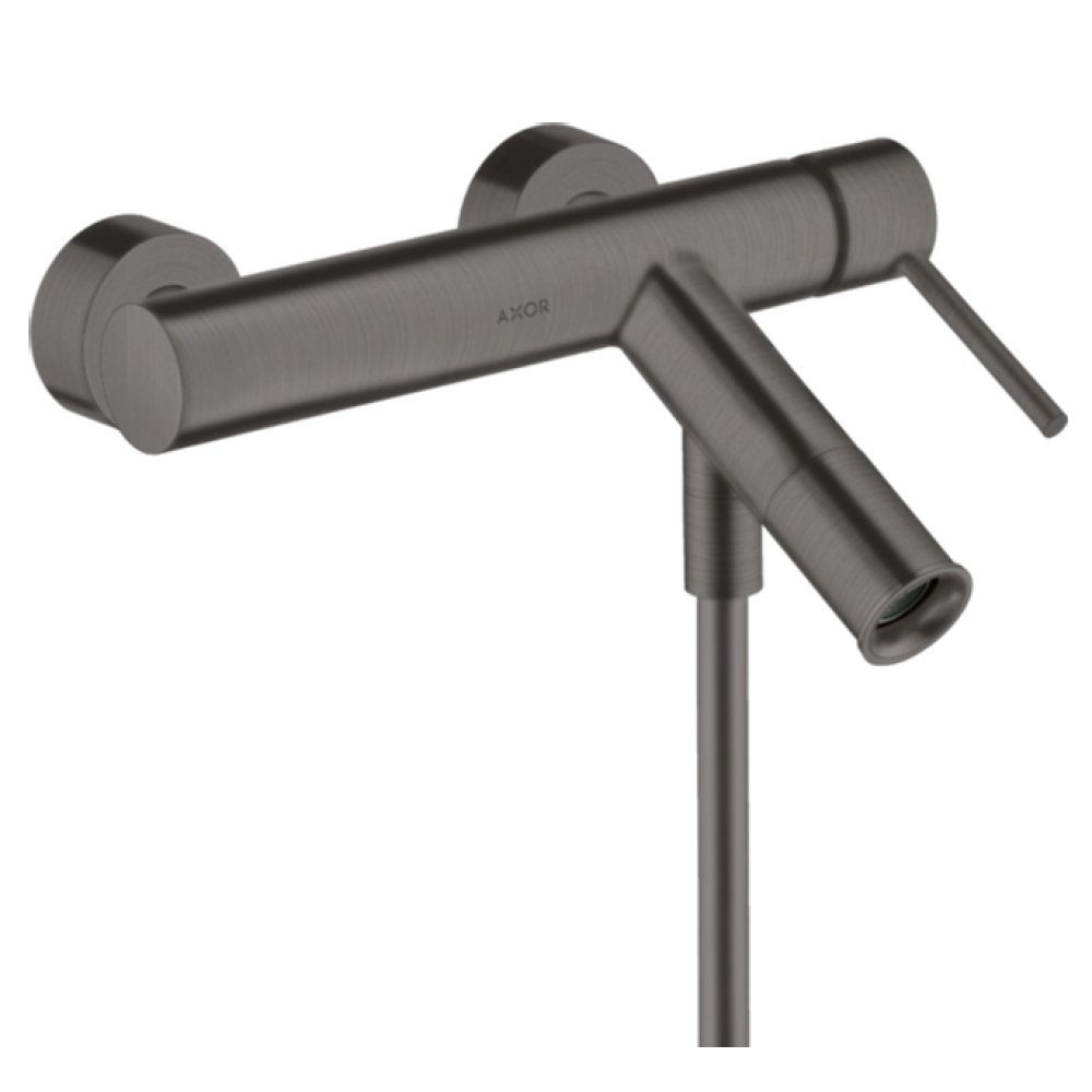 Смеситель для ванны Axor Starck, однорычажный, внешнего монтажа, с плоской рычаговой рукояткой, 10465340, шлифованный черный хром 