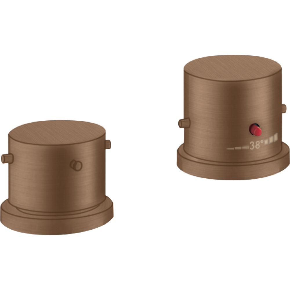 Термостат на край ванны Axor Starck, на 2 отверстия, с рукоятками zero, 10480310, шлифованное красное золото