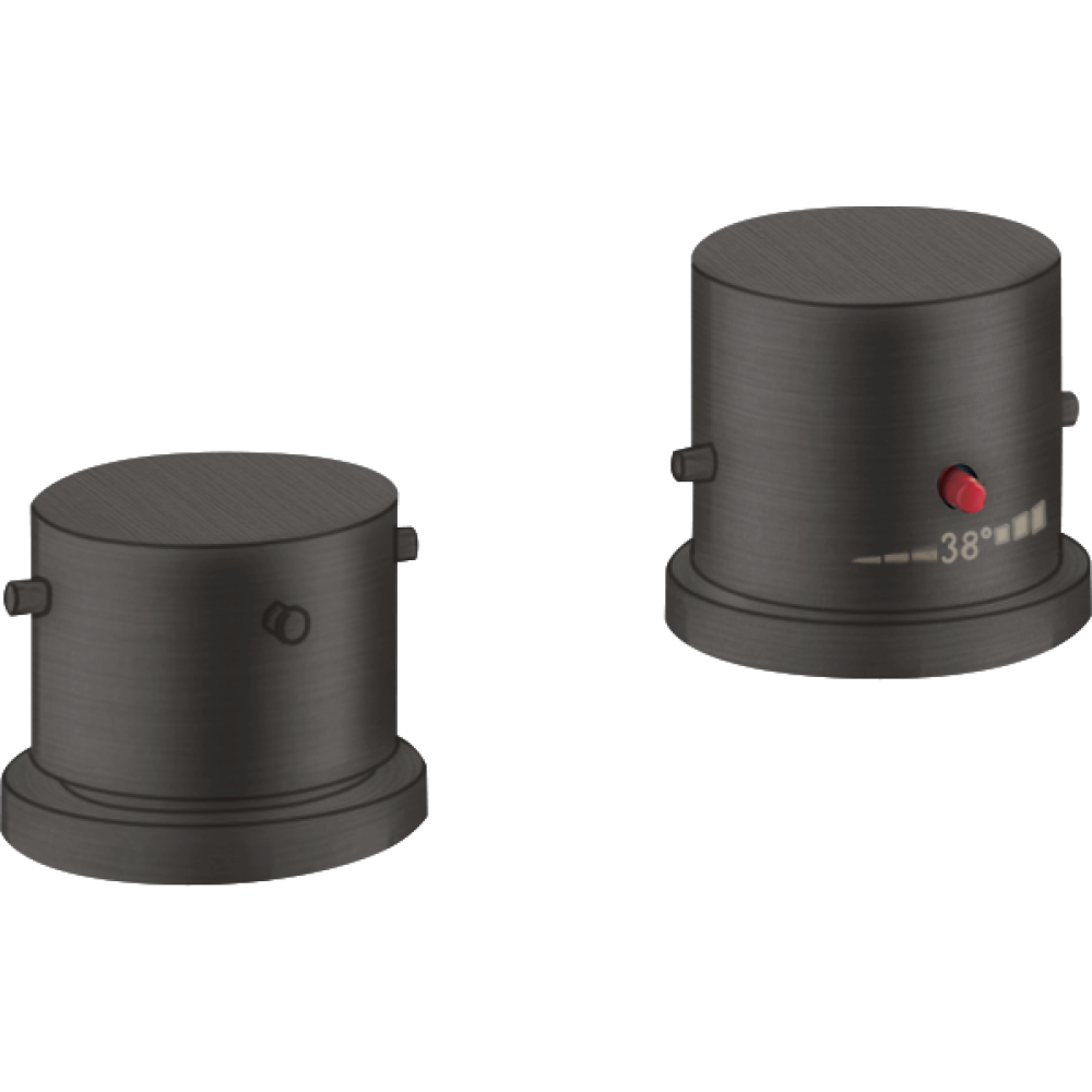 Термостат на край ванны Axor Starck, на 2 отверстия, с рукоятками zero, 10480340, шлифованный черный хром 