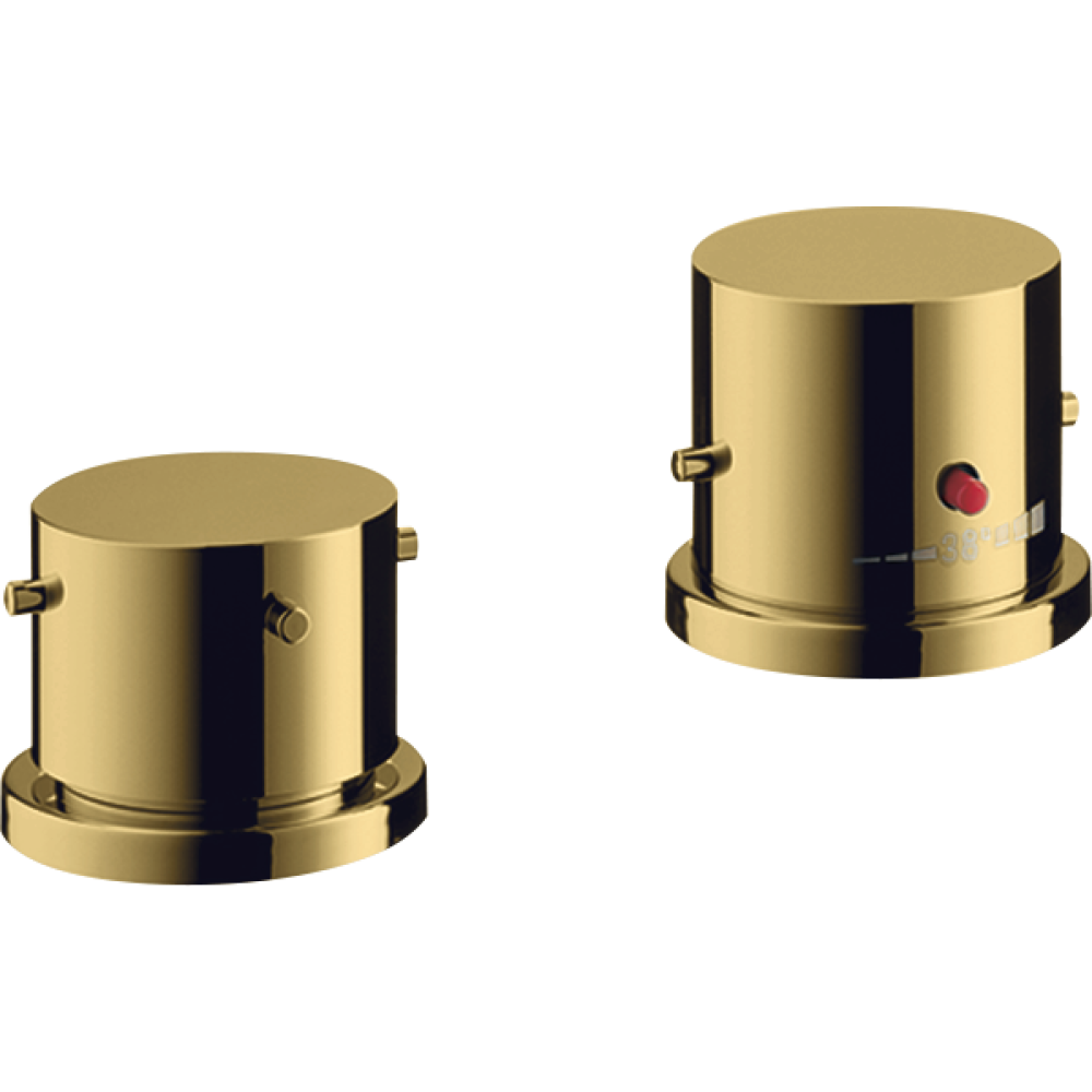 Термостат на край ванны Axor Starck, на 2 отверстия, с рукоятками zero, 10480990, полированное золото