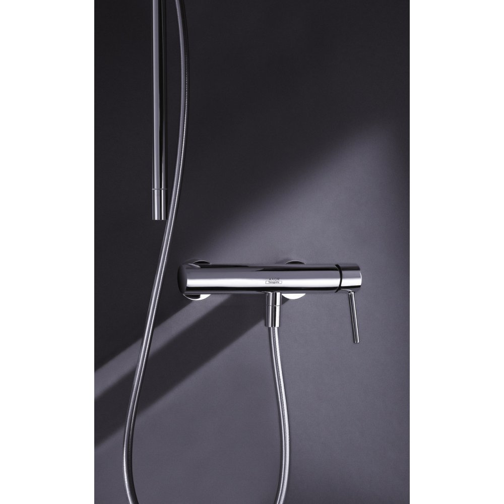 Смеситель для душа Axor Starck, однорычажный, внешнего монтажа, с круглой рычаговой рукояткой, 10611340, шлифованный черный хром 