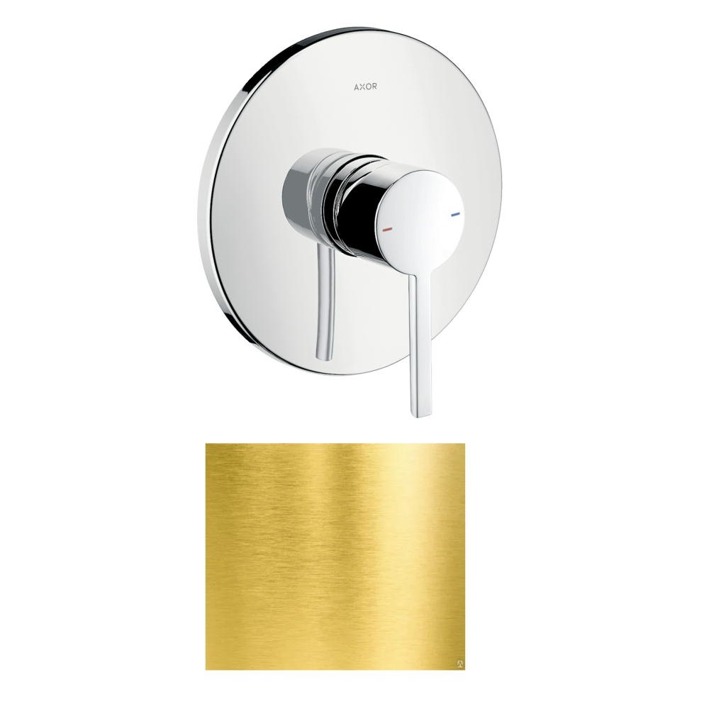 Смеситель для душа Axor Starck, однорычажный, скрытого монтажа, с плоской рычаговой рукояткой, 10614250, шлифованное золото