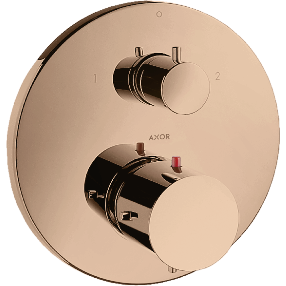 Термостат с запорным/переключающим вентилем Axor Starck, 10720300, полированное красное золото 