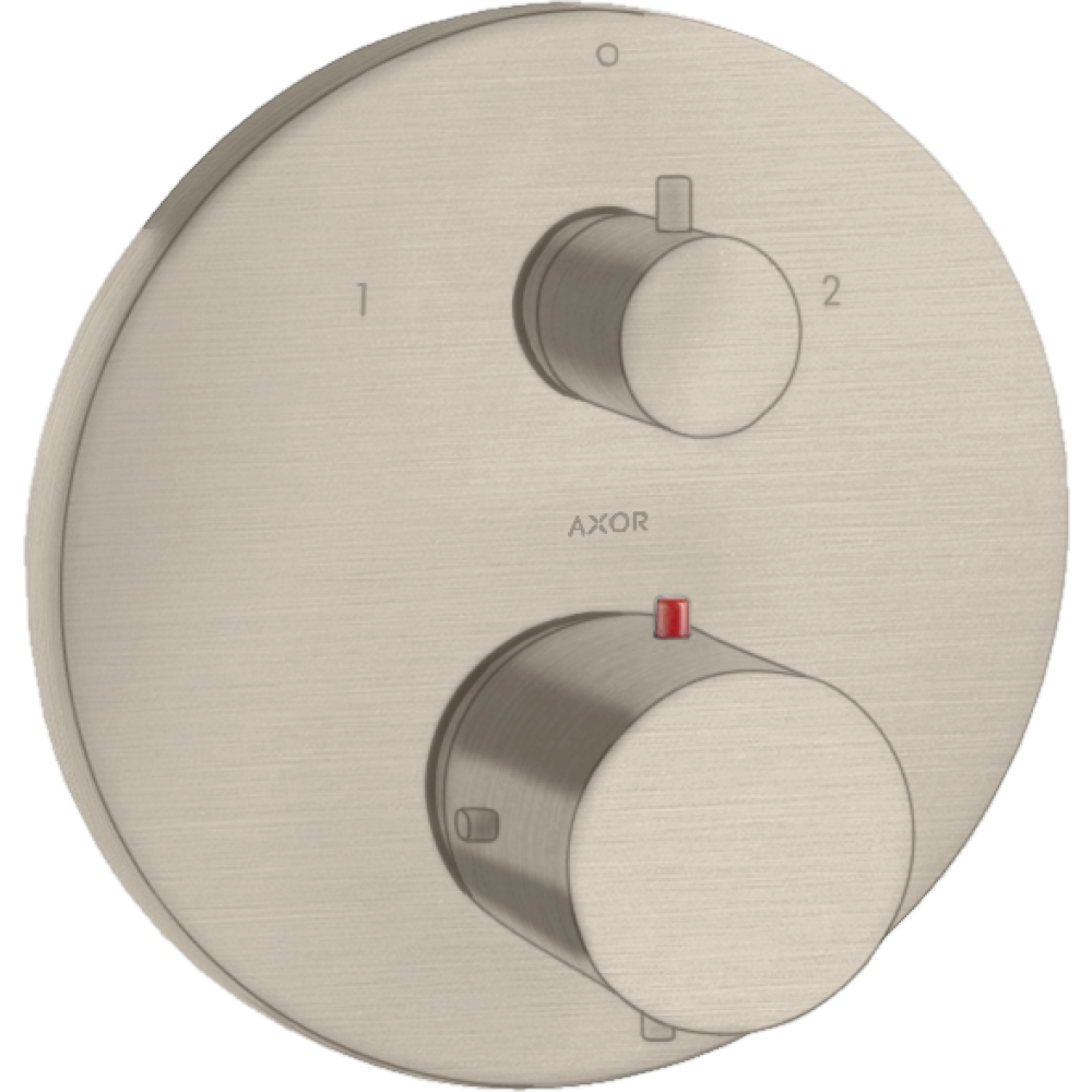 Термостат с запорным/переключающим вентилем Axor Starck, 10720820, шлифованный никель