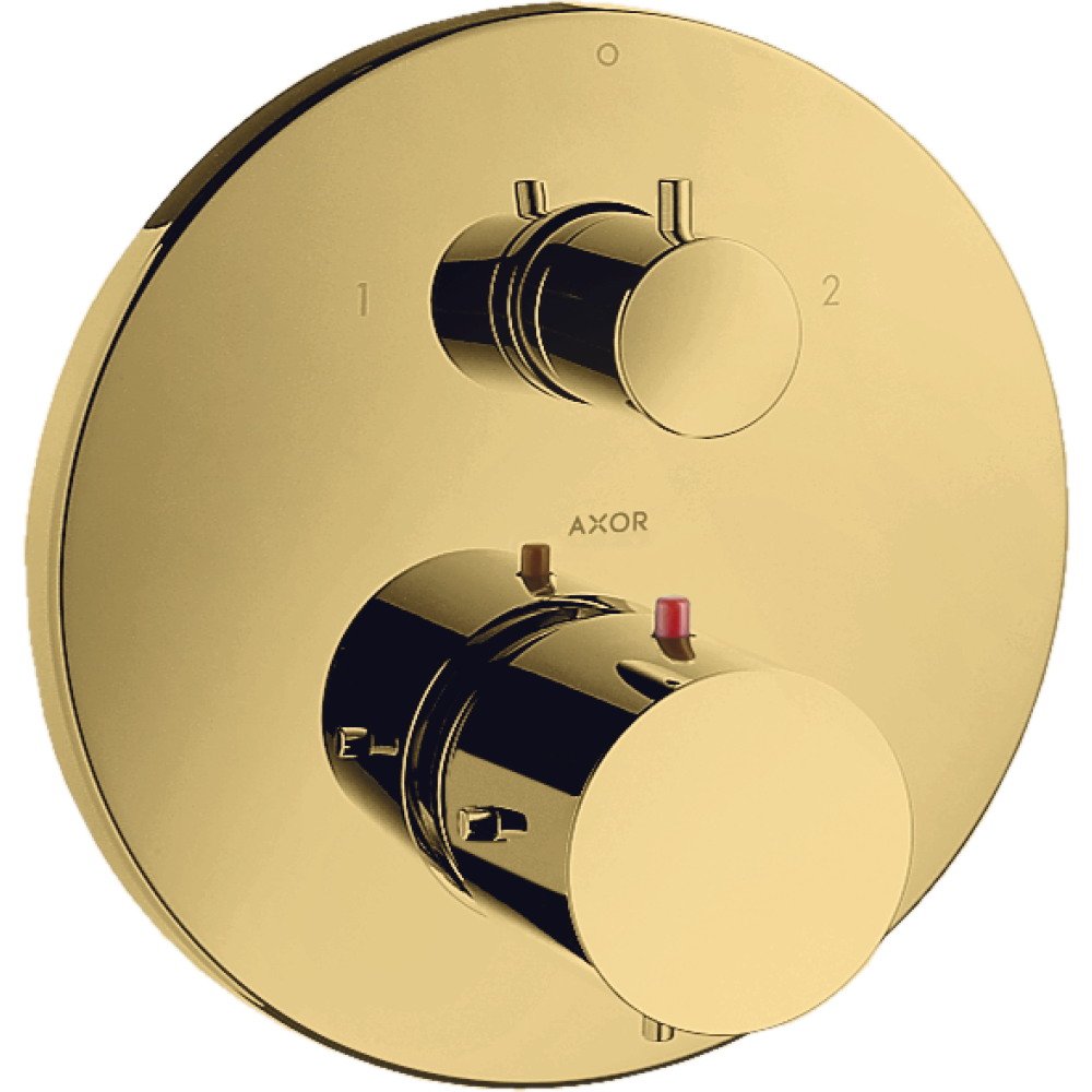 Термостат с запорным/переключающим вентилем Axor Starck, 10720990, полированное золото