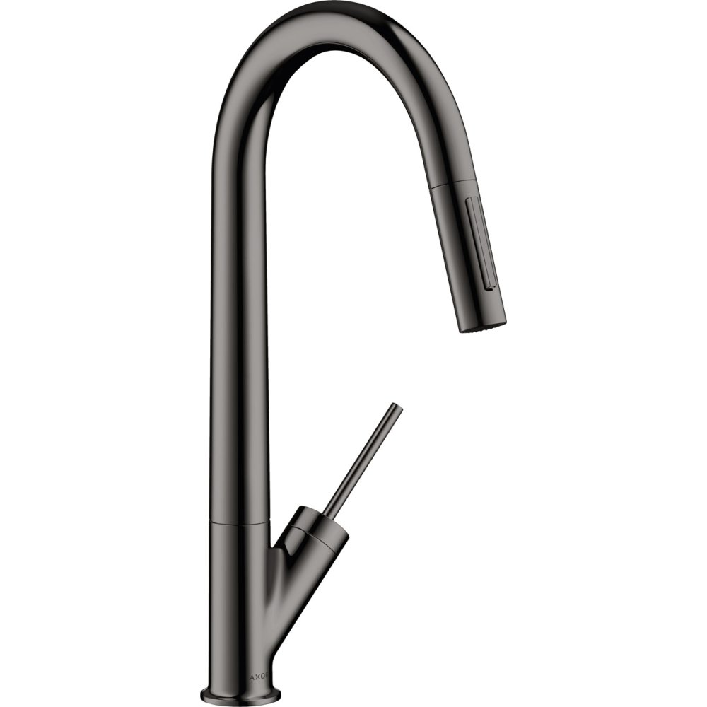 Смеситель для кухни Axor Starck 270, однорычажный, с вытяжным душем, 10821330, полированный черный хром 