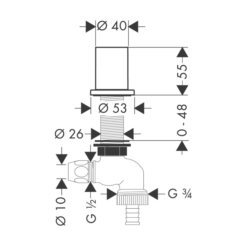 Кухонный запорный вентиль, ½' Axor Starck, 10823330, полированный черный хром 