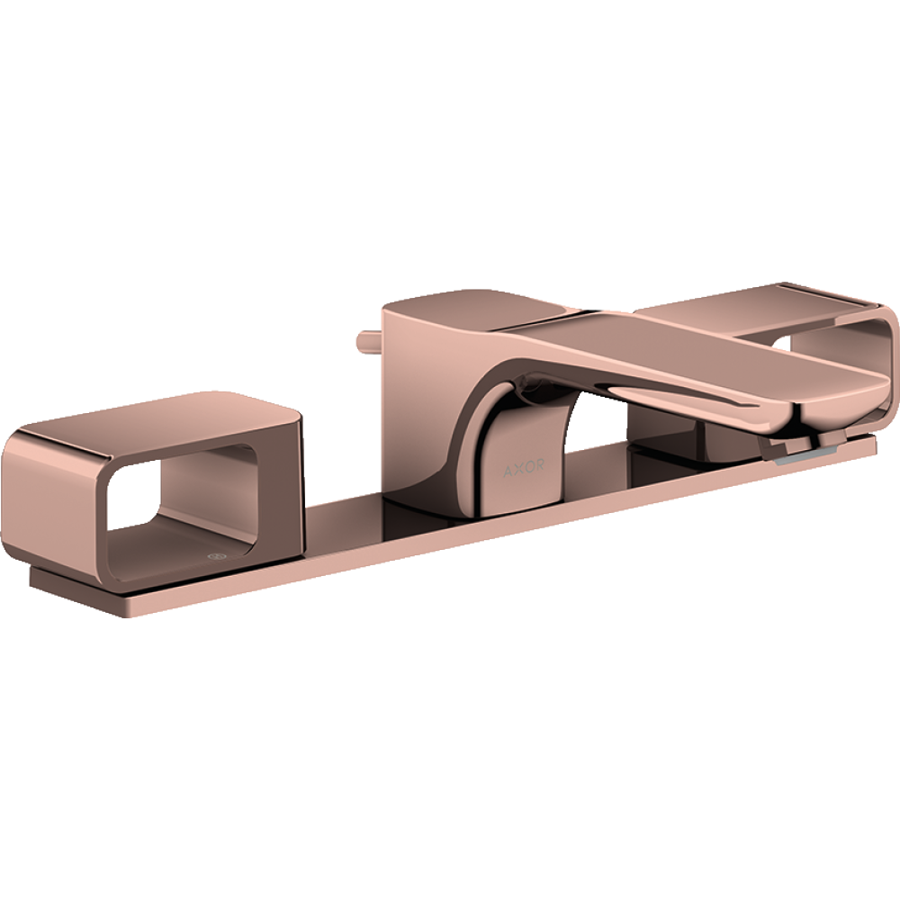 Смеситель для раковины Axor Urquiola 50, на 3 отверстия, с панелью, со сливным гарнитуром, 11040300, полированное красное золото 