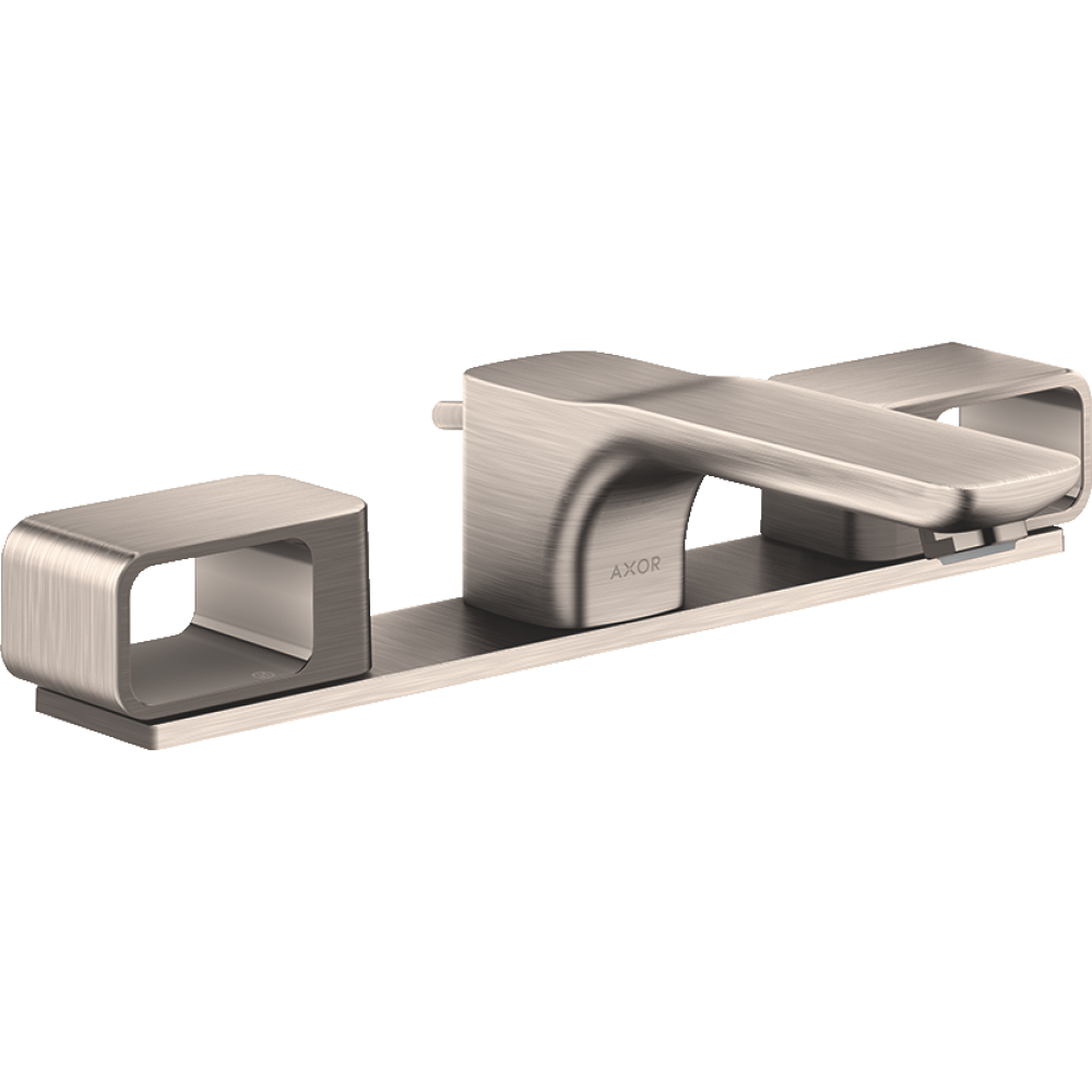 Смеситель для раковины Axor Urquiola 50, на 3 отверстия, с панелью, со сливным гарнитуром, 11040800, сталь